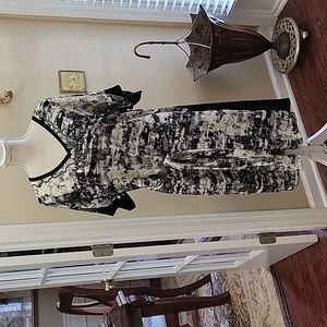 Urban Mango black white print front dress ragland short sleeve V neck sz…XL NEW